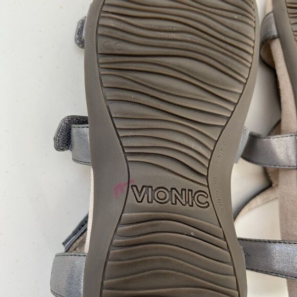 Vionic Jodie Sandals Womens Size 7 Silver Strappy Orthotic Adjustable Comfor - Picture 10 of 11
